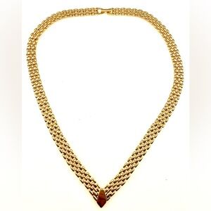 Vintage Gold Tone Panther Link Multi Row Necklace Choker Statement Piece